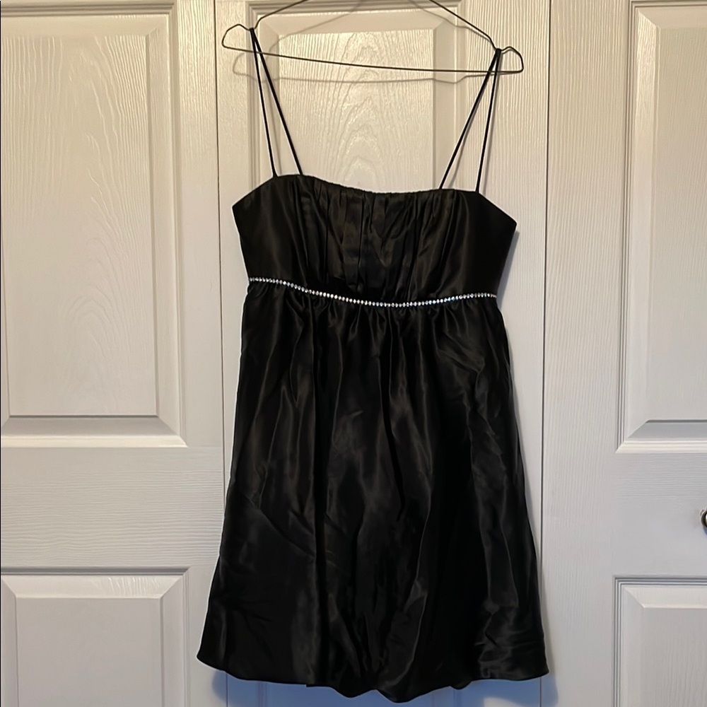 Jessica McClintock Black Spaghetti strap babydoll puff Dress
